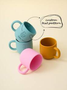 Personalized Custom Name Pattern Silicone Cup, Single Handle Cup, On-Demand Printed Tableware Water Cup, Birthday Gift - Multicolor - View 3