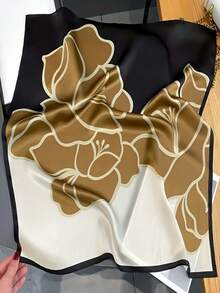 1pc Floral Print Casual Polyester Scarf/Headscarf For Women, Fashion Versatile Square Scarf,Suitable For Spring, Summer, Autumn - Multicolor - View 2