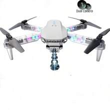 Drone cuadricóptero con luz colorida  E88D cámara dual HD1080P WIFI FPV juguete de regalo de altura Dron - Gris - Ver 2