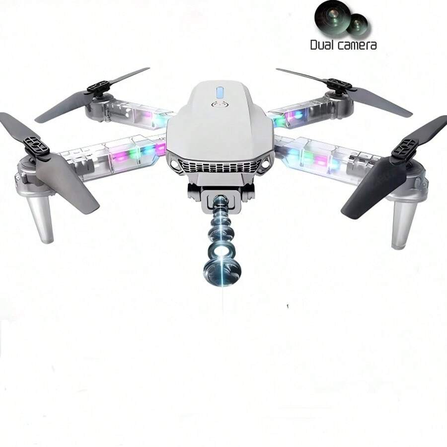 Drone cuadricóptero con luz colorida  E88D cámara dual HD1080P WIFI FPV juguete de regalo de altura Dron