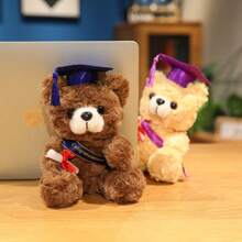 Graduation PhD Cap With Teddy Bear Ribbon | Creative Graduation Souvenir, Plush Teddy Bear Doll, Dorm Decor Photo Prop, Gift For Teacher, Classmate, Friend For Graduation Season