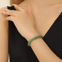 Vibe Green Jade Bracelet - Healing Wealth Bracelet - Jade Beaded Bracelet Women Men - Bring Good Luck Prosperity And Emotional Balance - Adjustable Size - 東陵石 - 查看 5