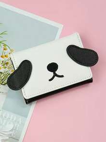 1pc Women's Fashion Compact Wallet INS Style Tri-Fold Coin Purse With Cute Dog Cartoon Design Slim & Short For Women Wallet Mini Wallet Purse Wallet Small Wallet Cute Wallet Wallet Wallet - Black and White - View 2