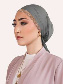 1pc Women's Solid Color Rhinestone Headband, Headscarf With Criss-Cross Front, Soft Modal Lining, Easy To Wear Hair Sleep Cap - Solid Color - View 20