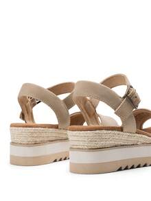 Women's Open Toe Buckle Ankle Strap Espadrille Platform Wedge Sandals - Khaki - View 5
