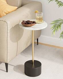 Drink Table Pedestal, Small Round Side Table, Small Drink Table, Drink Tables For Small Spaces, Pedestal End Table, Small Pedestal Table, Black - Vàng đen - Xem 1