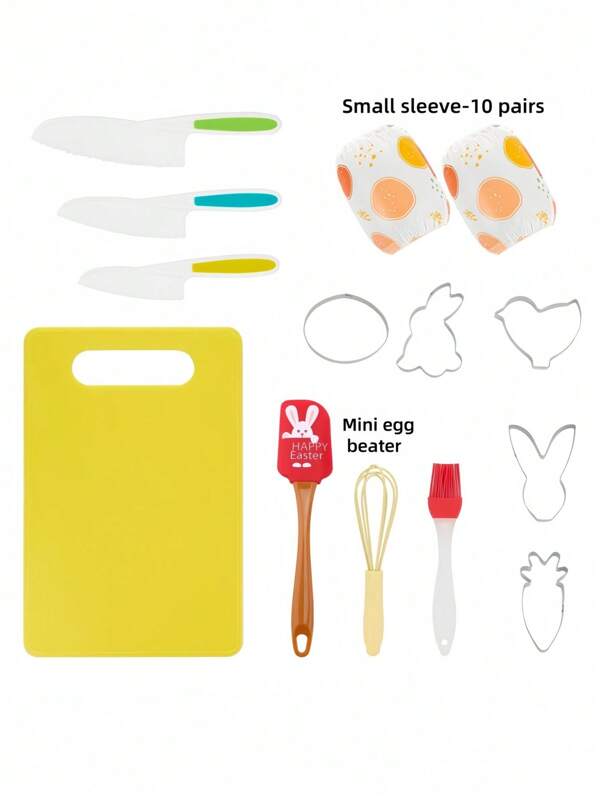 3 Stücke/5 Stücke/22 Stücke Hasen-Themen Backset, enthält Silikon-Tortenheber, Edelstahl Hasen-Keksausstecher, Plastik-Messer, Mini-Quirl, kleine Ölpinsel, 10 Paar Anti-Haftbezüge, geeignet für Kuchen, Kekse, Dessert Backen, Herstellung von Keksen in Tierform, Mini-Küchenwerkzeuge, Ostergeschenk
