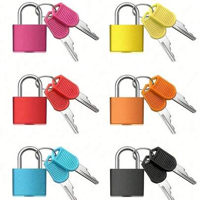 彩色塑料外壳锌合金挂锁，带钥匙，迷你彩色锁，适用于背包、健身房储物柜、行李箱、课堂配对游戏等。钥匙锁、金属挂锁、密码锁、TSA锁、行李锁，旅行和商务必备，保护您的财物，防盗且便携。