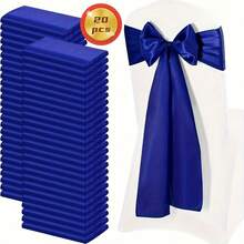 20pcs Champagne Satin Chair Sash Bows, Universal Decorative Chair Cover Ties For Wedding Reception, Washable & Reusable Chair Ribbons, Suitable For Wedding Events And Banquets