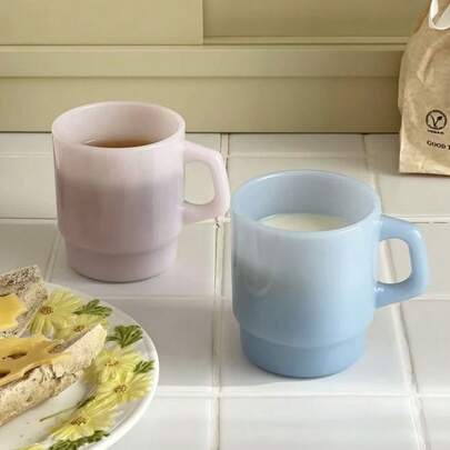 1個 240ml ミルクガラスマグ、ヴィンテージミルクカップ&コーヒーカップ、家庭やオフィスに適し、彼女への贈り物