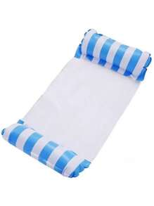 1 Stück faltbares, gestreiftes, aufblasbares 4-Sitz-Fußmattenfloß mit Netzgriffen, Hängematte, Schwimmbad Schwimmkörper