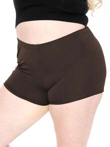 STRETCH IS COMFORT Women's And Plus Size Nylon Booty Shorts | Small - 3X - Brown - View 1