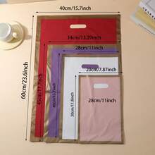 50 个带手柄的厚礼品袋，金边塑料派对糖果袋，适合各种节日派对、返校节、情人节 - 彩色 - 查看 3