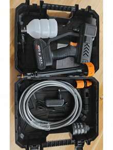 无线电动洗车水枪，可充电锂电池供电，无线高压洗车机，清洁枪，家用洗车水枪，高压水枪，用于洗车、地板清洁、浇灌植物 - 彩色 - 查看 8