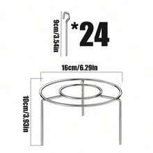 1pc Grill Rack, Stainless Steel Household Barbecue Skewer Holder, Multi-Function Double-Layer Air Fryer Rack - Multicolor - View 2