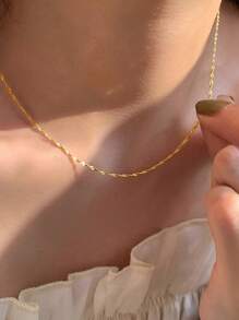 FOREVER QUEEN S925 Sterling Silver  Women's Italian Twist Chain Foundation Necklace Stacked Necklace 16in  18in 20in 22in 24in Plated 18K Platinum As A Gift For Girlfriend