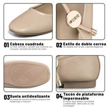 WEIDE Zapatos De Baile De SalóN Para Mujer – DiseñO Elegante Tipo Ballet Con Cintas Y Punta Redonda. - Beis - Ver 6