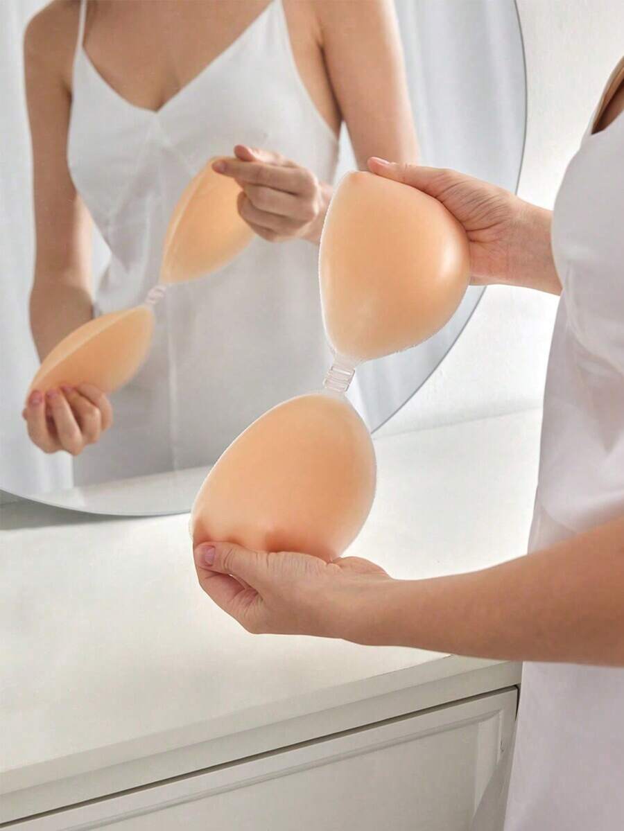 Double Sided Self-Adhesive Bra Pads, Chest Pads Adhesive Pads, Reusable Padding Pads, Bra Bikini Invisible Thickened Chest Pads Waterproof For Swimming - Yellow - View 1