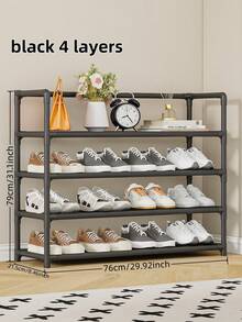1 pieza Estantería para zapatos extendida de 3-7 niveles, estantería de almacenamiento de alta capacidad para el hogar, dormitorio, residencia estudiantil, organizador de zapatos simple con marco de metal, solución de almacenamiento y decoración perfecta para el dormitorio, soporte portátil para exhibición de zapatos - Multicolor - Ver 9