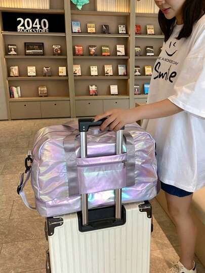 Bolsa de gimnasio con perlas brillantes, con compartimento para zapatos y bolsillos de separación húmedo/seco, bolsa de viaje/bolso de lona de gran capacidad unisex