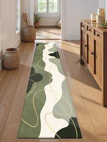 1 Piece Green Carpet, Modern Minimalist Geometric Style, Hall Carpet, Rectangle Crystal Velvet Carpet, 1000g/M², Anti-Slip Washable, Decorative For Home, Living Room, Kitchen, Dining Room, Office, All Season - Green - View 14