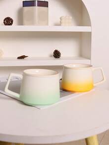 1 Stück 270ml Tasse im Ins-Stil aus Keramik mit Griff, Farbverlauf, Farbverlauf Farbe Latte Tasse, hochwertiger Nachmittagstee Tasse, modischer Becher/Rührkrug, Damen Bürotasse - Kaffeetasse mit Farbverlauf - Übersicht 4