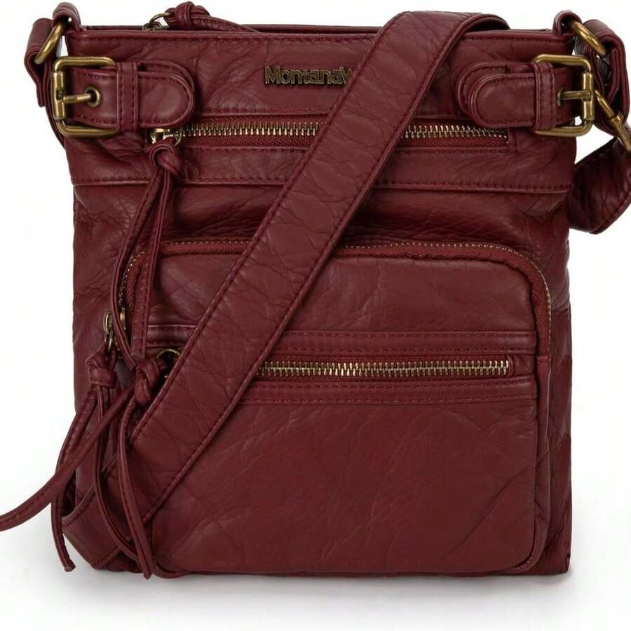 Montana West Crossbody Bag For Women Soft Washed Leather Multi Pocket Crossbody Handbags