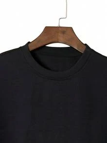 Xiangpan Ming' de Camisetas de Moda Casual de Hombre con Cuello Redondo, Tops Versátiles para Ropa de Verano de Hombre - Negro - Ver 3