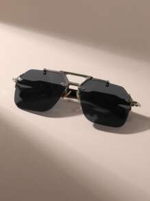 1 pièce Lunettes plates métalliques sans monture pour hommes, style mode punk , convient pour les affaires, les trajets domicile-travail, les vacances à la plage l'été, les activités en extérieur et les voyages