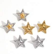 时尚欧美风格不锈钢星形耳钉，光滑五角星耳饰，适合女士 - 星星 - 查看 4