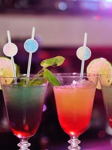 10pcs DISCO Laser Sticker Straws Disposable Paper Straws Disco Sticker Straws Birthday Party Cake Insert Card - Multicolor - View 2