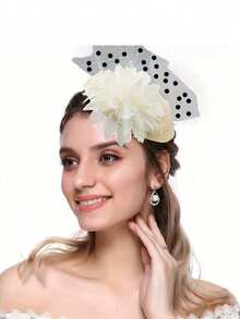 带面纱的药盒帽 女士复古头饰 茶会帽 带花羽毛头带 新娘茶会头饰 - 彩色 - 查看 12
