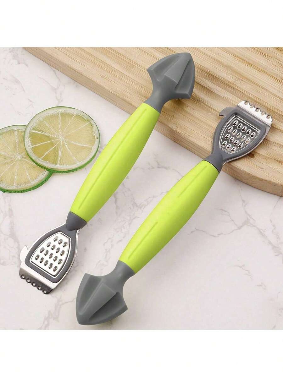 1 pieza Rallador y exprimidor de limón multifunción con rallador integrado, mango verde, cuchillas de acero inoxidable, fácil exprimido y rallado, herramienta de cocina esencial, diseño ergonómico, rallador, pequeño electrodoméstico de cocina - Verde - Ver 1