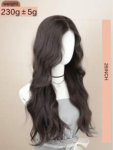 24 英寸长波浪 13x4 蕾丝前假发，黑棕色合成蕾丝前假发，耐热纤维头发顺滑直发假发，适合女性角色扮演、派对、自然日常发型