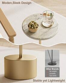 Drink Table Pedestal, Small Round Side Table, Small Drink Table, Drink Tables For Small Spaces, Pedestal End Table, Small Pedestal Table, Black - Vàng - Xem 7