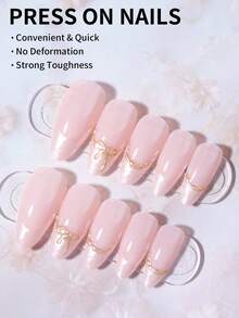 24片Y2K风格中号杏仁形3D凝胶美甲法式贴纸套装，包含1片果冻凝胶和1个指甲锉，适合女性和女孩日常佩戴或参加锐舞派对 - 彩色 - 查看 3