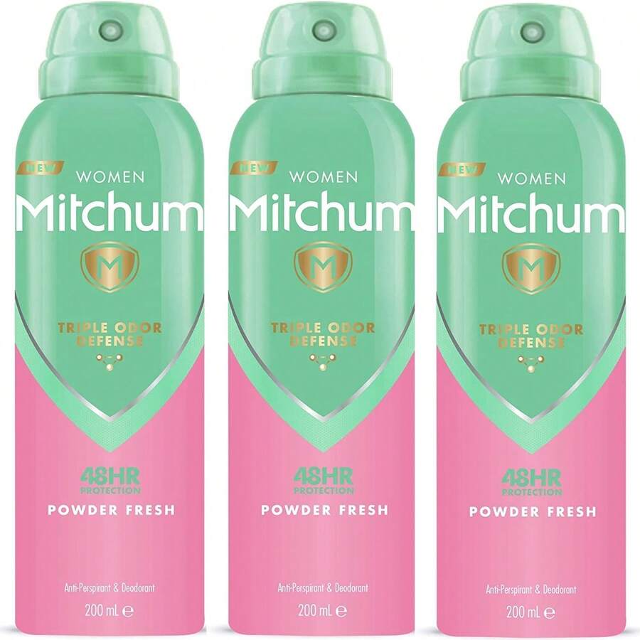 Mitchum Powder Fresh Womens Deodorant Body Spray  200ml 3 Pack - Clear - View 1