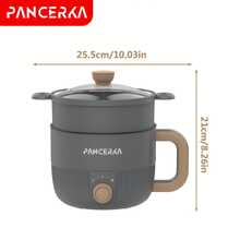 PANCERKA 1 Set de Olla Eléctrica de Capa Sencilla y Doble, 1.0 L Olla Eléctrica Multifuncional de Capa Antiadherente con Botón Mecánico Inteligente, Olla de Arroz Eléctrica para Uso Doméstico, Enchufe EU