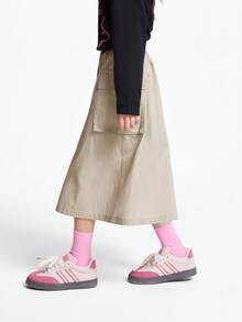 Annil 儿童女孩儿童工装风格编织裙子夏季