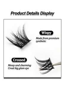 Rikuaild 100根D型卷翘柔软蓬松单根假睫毛，交叉设计，适合在家DIY嫁接睫毛 - D - 查看 3