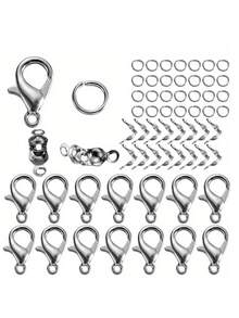 Bộ phụ kiện làm đồ trang sức 130 món/gói bao gồm 50 đầu nối vòng nhảy hở, 50 đầu hạt, nút thắt và 30 móc khóa càng tôm hùm cho vòng tay, vòng cổ, vật dụng làm đồ trang sức tự làm - Nhiều màu - Xem 16