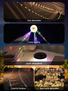 Luces de cadena solares/recargables para acampada de 8M/10M, luces de hadas de exterior con diferentes modos de iluminación, luces de decoración portátiles y retráctiles con USB, aptas para acampada, jardín, decoración de fiesta (luz de color y cálida)