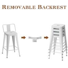 GOOTEEL Metal Bar Stools Set Of 4 Counter Stools With Removable Back White - trắng - Xem 5