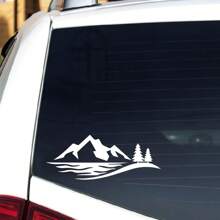1 Pc Mountain Lake Trees Car Sticker, Vinyl Bumper Window Decal Sticker For Car Truck SUV, Outdoor Camping Adventure Decal Decorative Accessories