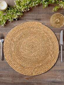 1/4 piezas Individuales tejidos, Individuales redondos de ratán, Individuales hechos a mano de jacinto de agua natural, Individuales rústicos tejidos, Individuales tejidos de estilo country de sauce para mesa, Adecuados para mesa de comedor, hogar, boda