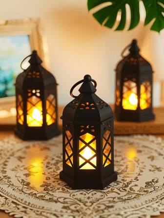 1pc LED Electronic Candle, Nordic Style, Unique Moroccan Temple Decor, Adds Exotic Flair To Dining Table, Fireplace Or Outdoor Space - Perfect Gift For Special Occasions, Ramadan Religious Celebrations Or Housewarming, Warm Ambiance Lighting