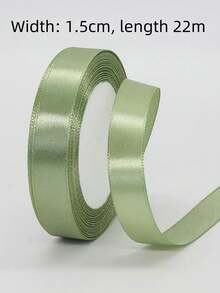 1pc Salvia Green Double-Sided Satin Ribbon, Width 1cm/1.5cm/2cm/2.5cm/3cm/4cm/5cm/7.5cm/10cm, Length 22m, Soft & Durable Polyester Material, Suitable For Flower Packaging, Gifts, Presents, Clothing, Headwear, Bows, Wedding Decor, DIY Craft Rose Ribbon - Multicolor - View 5