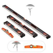 4-Piece Torpedo Level, 48/24/16/10 Inch Box Level Set, Fluorescent Lighted Bubble Bottle Ruler For 45/90/180 Degrees, Aluminum Alloy Magnetic Level Tool, Shockproof (Only 10 Inch Is Magnetic) - 48/24/16/10 Inch Box Level Set - View 1