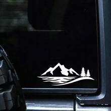 1 Pc Mountain Lake Trees Car Sticker, Vinyl Bumper Window Decal Sticker For Car Truck SUV, Outdoor Camping Adventure Decal Decorative Accessories