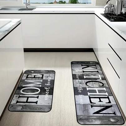 1/2/3 Piezas Alfombras de Piso de Cocina Rústicas: Alfombras de Cocina para el Hogar, Alfombras de Cocina Retro con Textura de Madera Gris, Alfombras Acogedoras para la Cocina del Hogar, Decoración Rústica Multiusos para la Cocina, Hechas de Tela de Terciopelo de Cristal Antideslizante, Suave y Cómoda, Fácil de Limpiar, Adecuadas para Dormitorio, Sala de Estar, Comedor, Cocina y Baño.